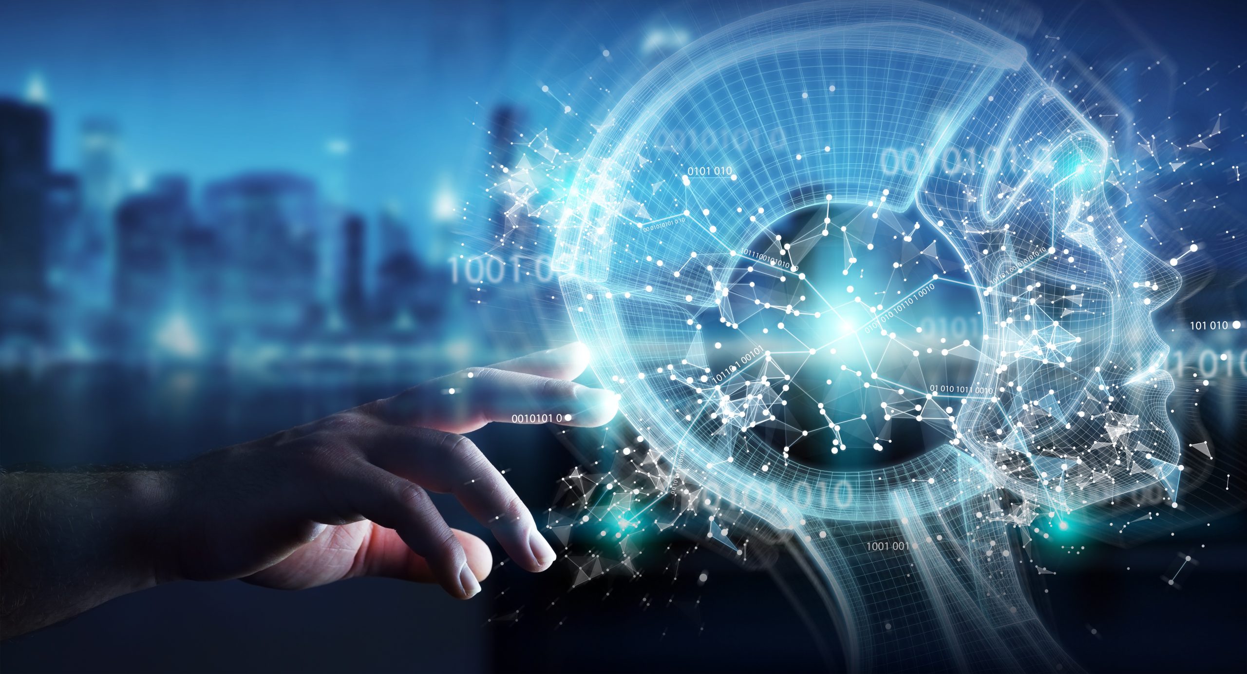 Businessman using digital artificial intelligence interface 3D rendering